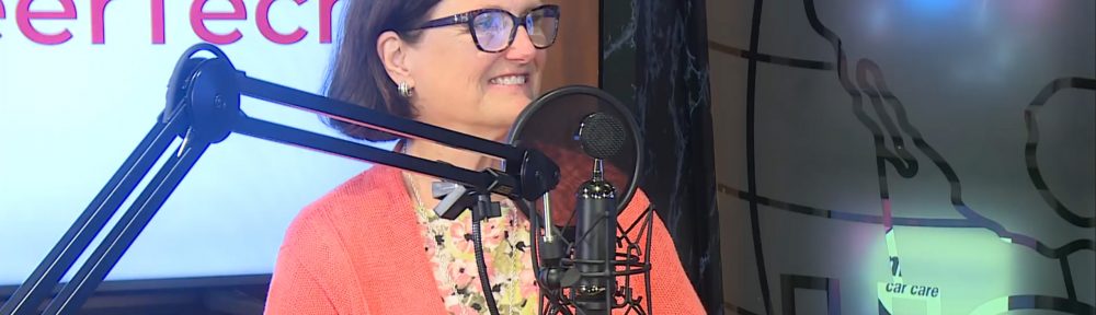 CareerTech Interim State Director Lee Denney speaks on microphone in studio